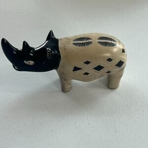 Rhino Figurine Kenya Hand-Carved Soapstone Sculpture Modern Minimalist
